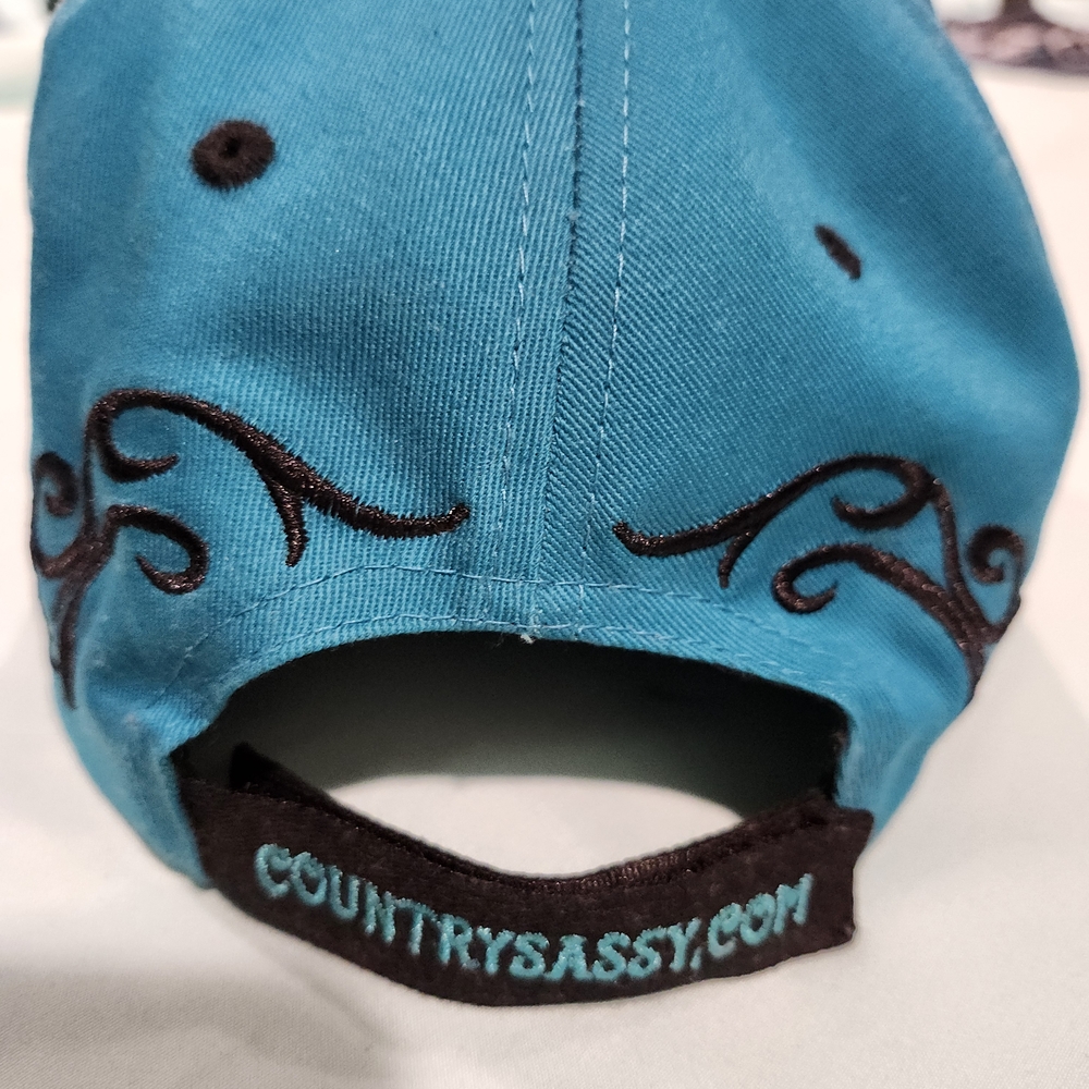 Teal and Black Embroidered Women's Hat - Picture 3 of 4